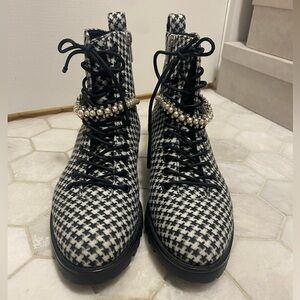 Cruz embellished houndstooth combat boots